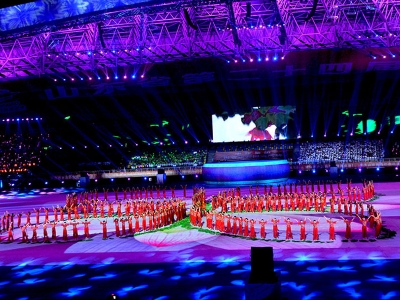 山东省运会开幕式花季旧版色板厂家工程案例