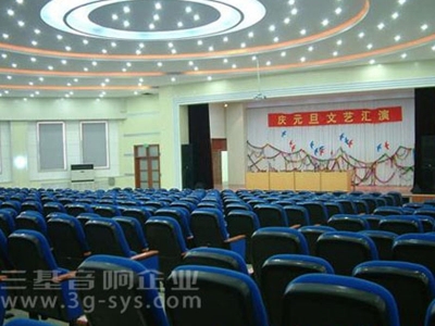 东营一中礼堂会议室花季旧版色板设备安装案例